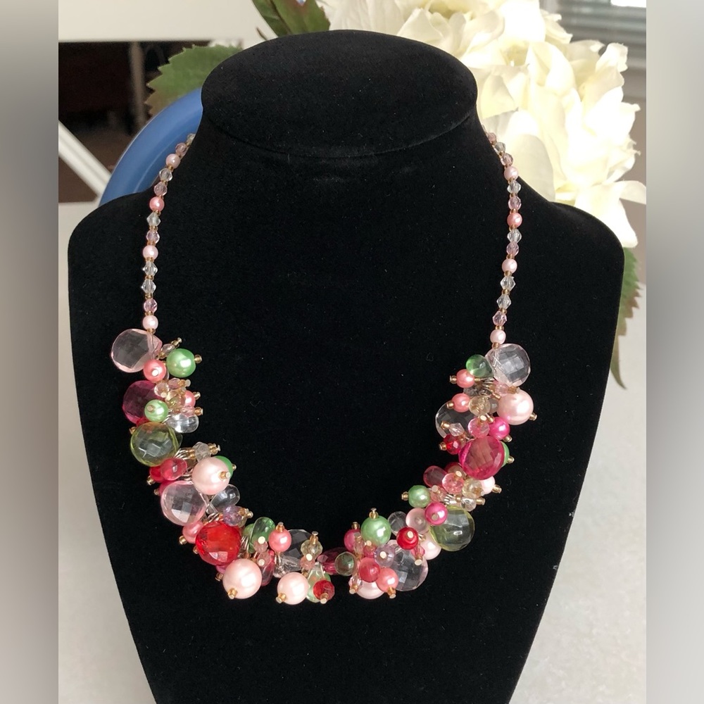 Cluster Bead Necklace and Pierced Earrings - Picture 2 of 8